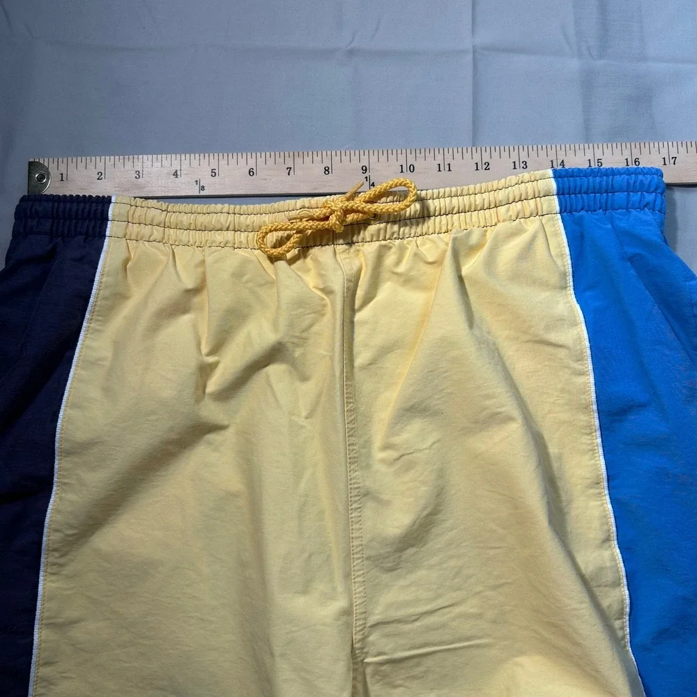 Nautica Swim Trunks Colorblock‎ Mens L Yellow Blue Blend Vintage 90s Surf